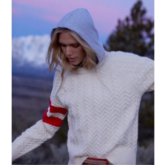 Anthropologie Tops - Anthropologie Central Park West Striped Cable-Knit Sweater Hoodie NWT Size Large